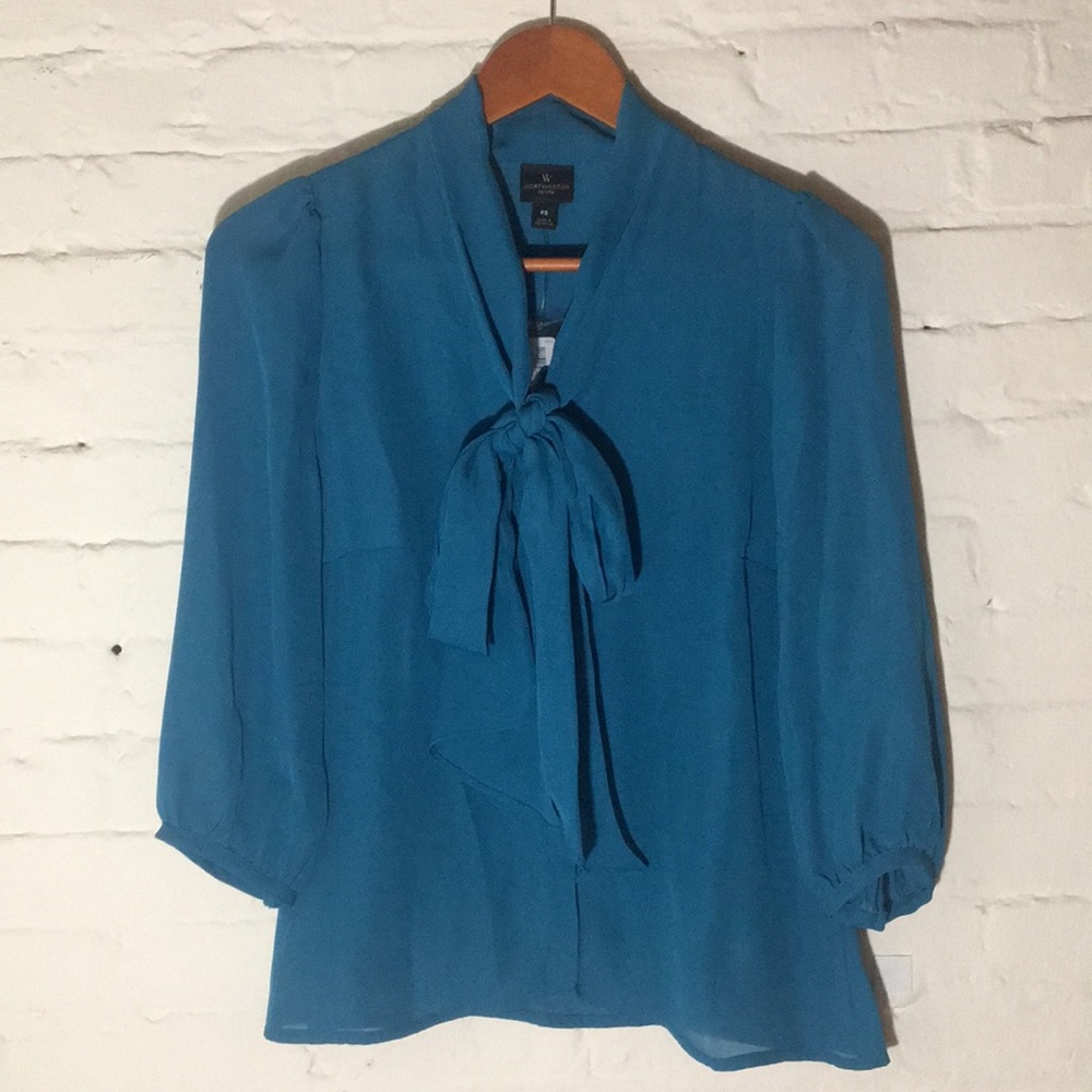 Never Worn- Professional Teal Bow Blouse